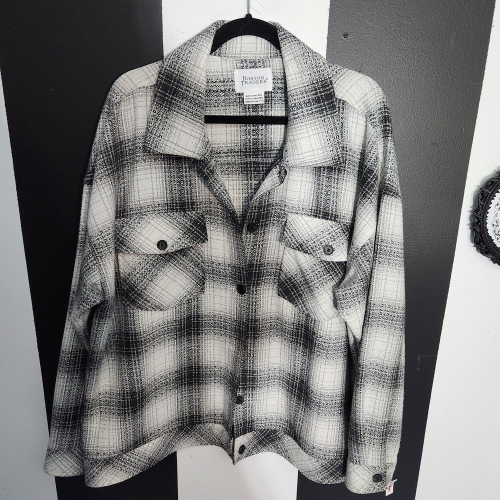Boston Traders Black & White Plaid Utility Shacket